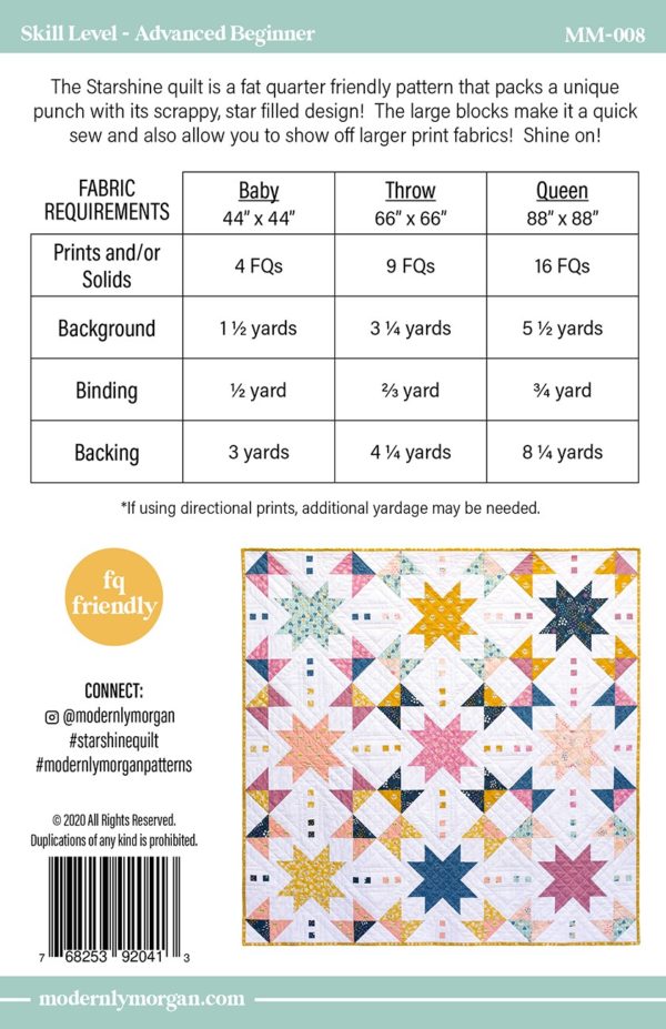 Starshine Quilt paper pattern - Image 2