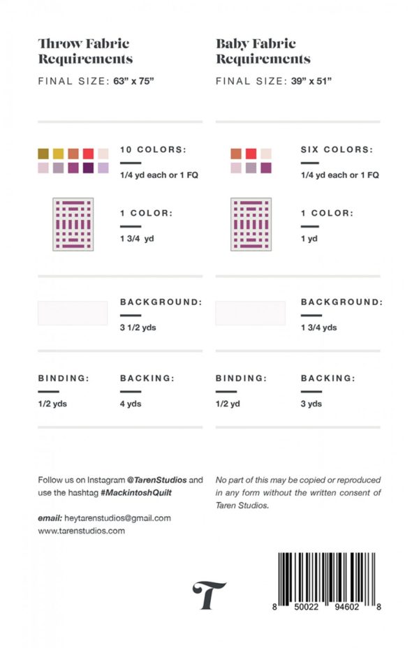 Mackintosh Quilt Pattern by Taren Studios - Image 2